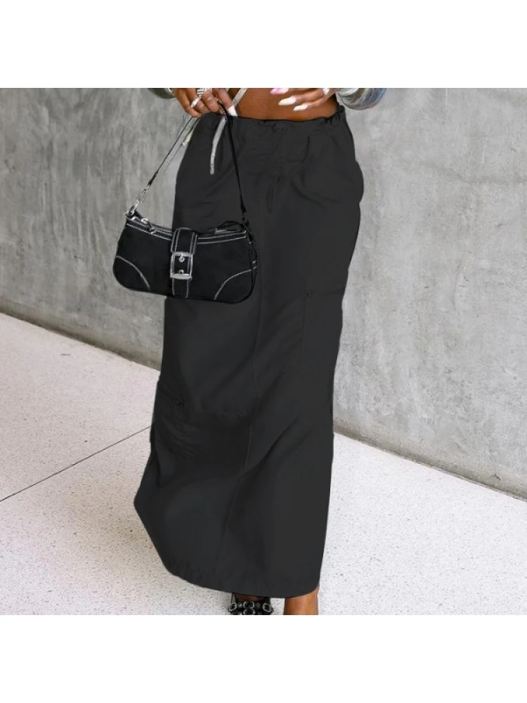 Casual Pure Color Drawstring Skirts - Image 4