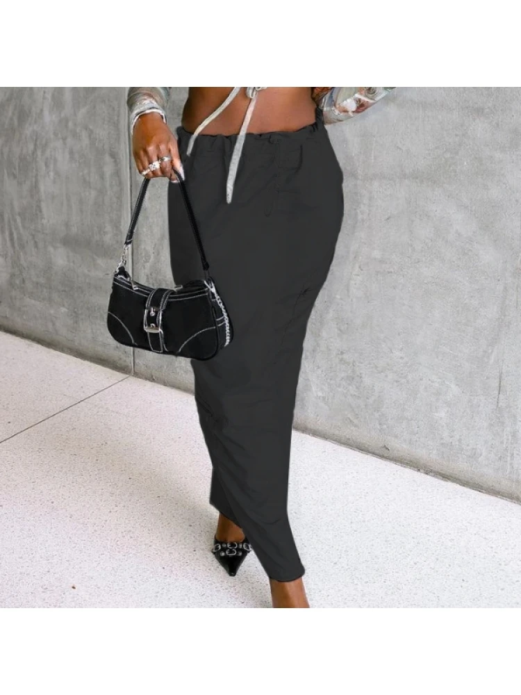 Casual Pure Color Drawstring Skirts - Image 5