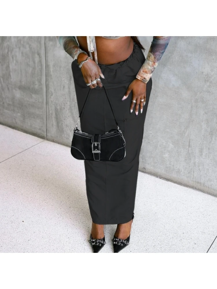 Casual Pure Color Drawstring Skirts - Image 6