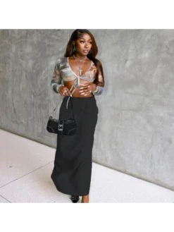 Casual Pure Color Drawstring Skirts