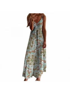 Printing Loose Long Sleeveless Dress