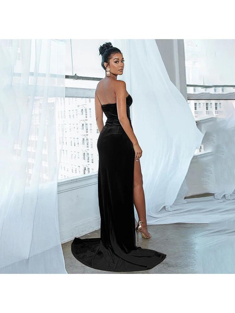 Women's Elegant Split Hem Sleeveless Evening Dress - Image 4