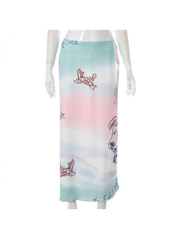 Cartoon Pattern Gradient Color Skirts - Image 5