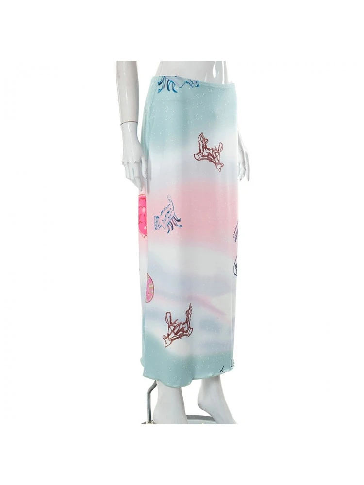 Cartoon Pattern Gradient Color Skirts - Image 6