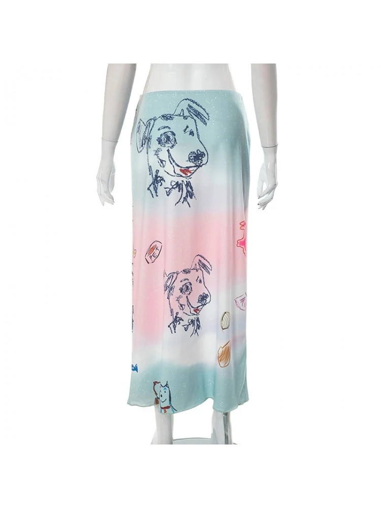 Cartoon Pattern Gradient Color Skirts - Image 7