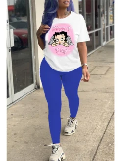 Cartoon Printing Two-Piece Trouser Set