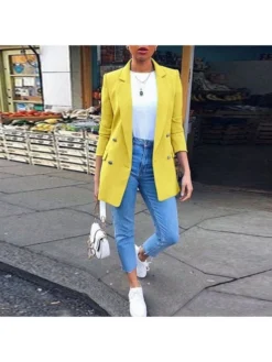 Fashion Pure Color Lapel Blazer Suits Coats