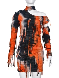 Ripped Sexy Halloween Long Sleeve Dress