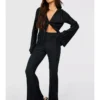 Fashion Pleated Blouses 2pc Pants Sets