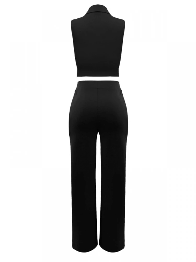 Casual Vest High Waist Straight Leg Pants Sets - Image 3
