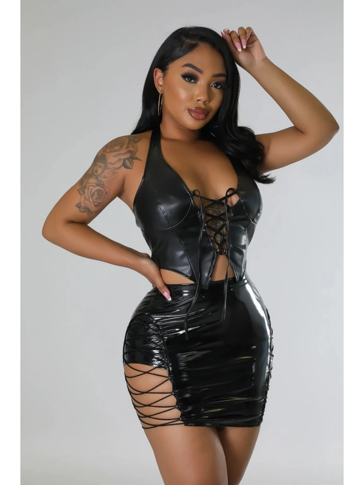 Women's PU Hollowed Out Short Skirt - Image 2