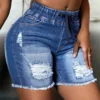 High Waist Wear Out Denim Shorts