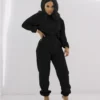 Patchwork Hooded Long Sleeve Trouser Set