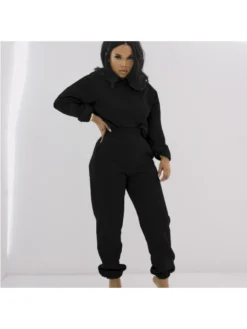 Patchwork Hooded Long Sleeve Trouser Set