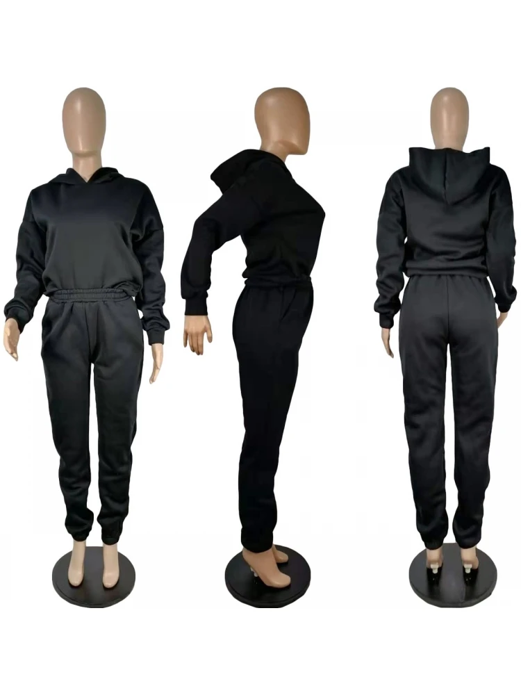 Patchwork Hooded Long Sleeve Trouser Set - Image 4