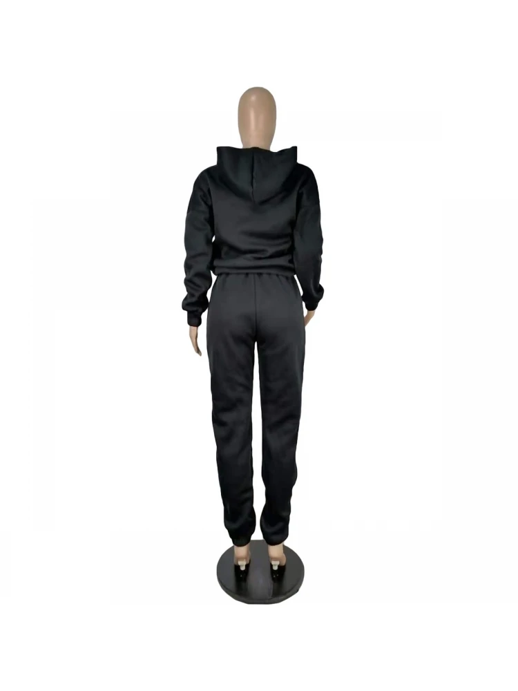 Patchwork Hooded Long Sleeve Trouser Set - Image 7