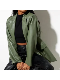 Fall Pure Color Casual Leather Jacket