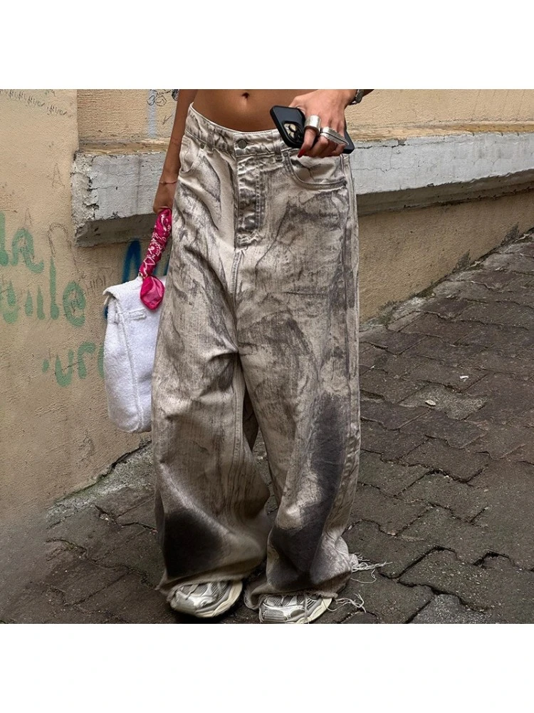 High-waisted Straight-leg Loose Jeans