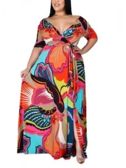 Large-size Classic Fashion Temperament Colorblock Dress