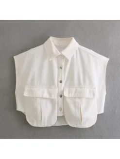 Fall Fashion Lapel Neck Short Denim Vest