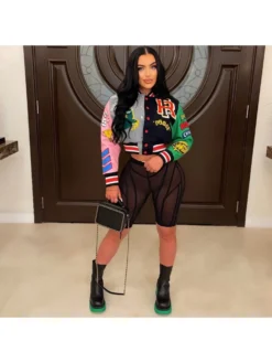 Fall Fashion Striped Printing Baseball Jackets