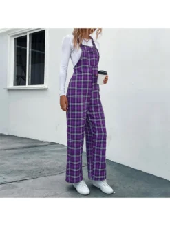 Casual Women's Plaid Overall Jumpsuit