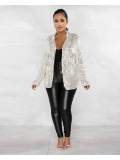 Fashion Sequin Long Sleeve Blazer Jackets