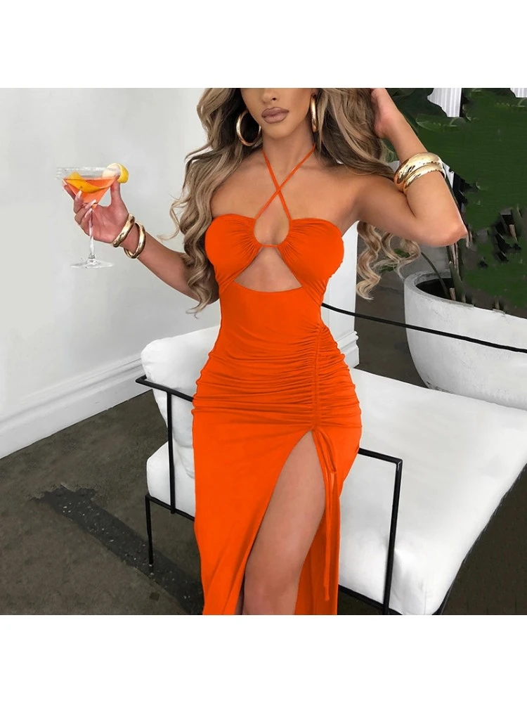 Off The Shoulder High Slit Maxi Dress - Image 3