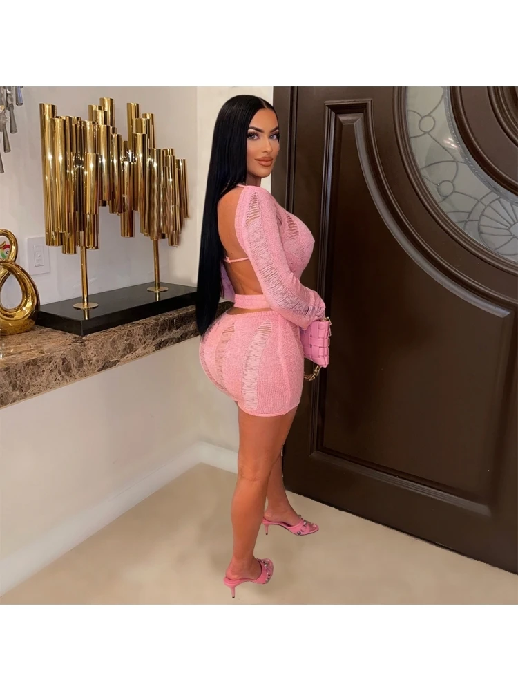 Solid Color Crew Neck Cropped Top Trouser Sets - Image 2