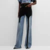 Irregular Mid Rise Straight Jeans