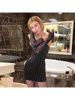 Solid Color Regular Sleeve Slim Short Dresses