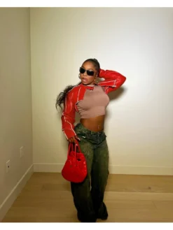 Crew Neck PU Zipper Short Jackets