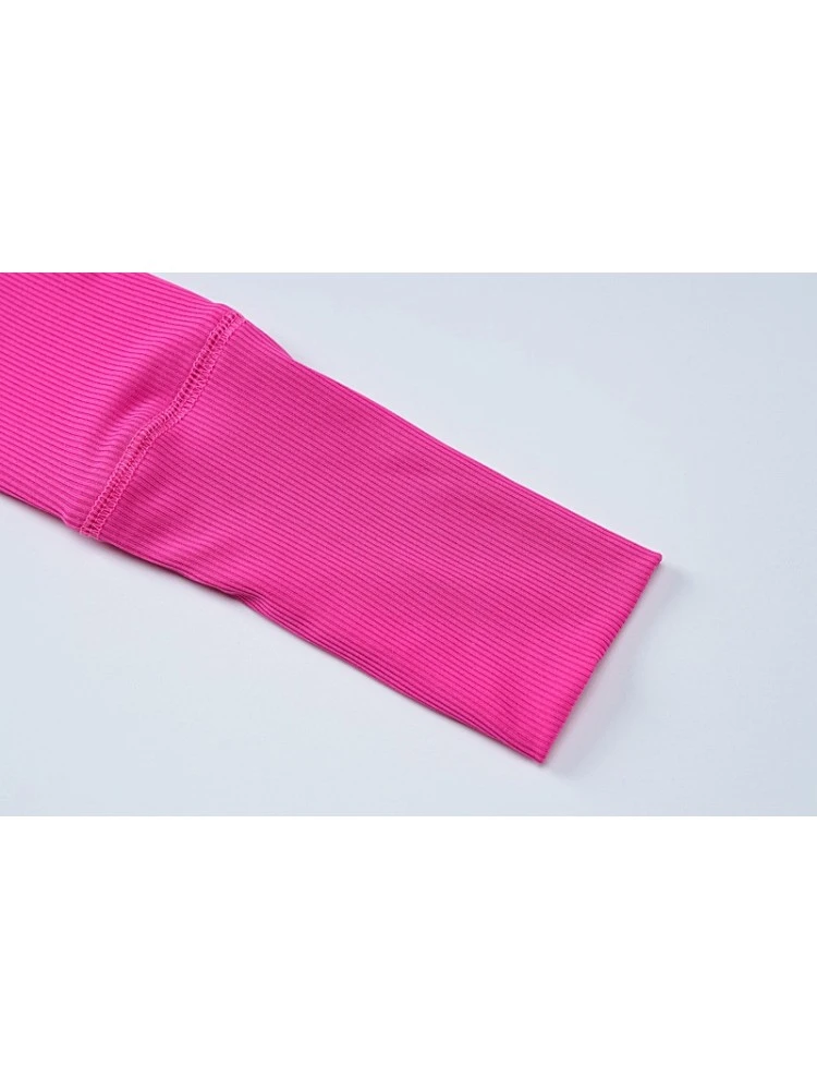 Letter Embroidery Round Neck Slim Trouser Sets - Image 8