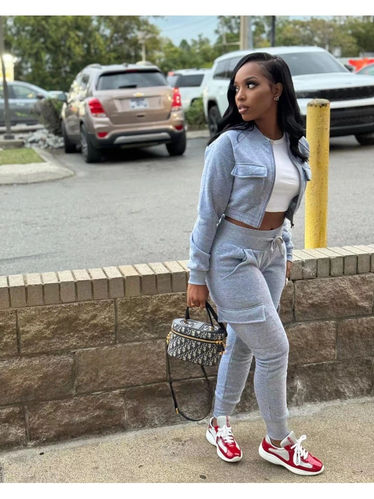 Patchwork Velvet Cargo Trouser Sets - Image 3