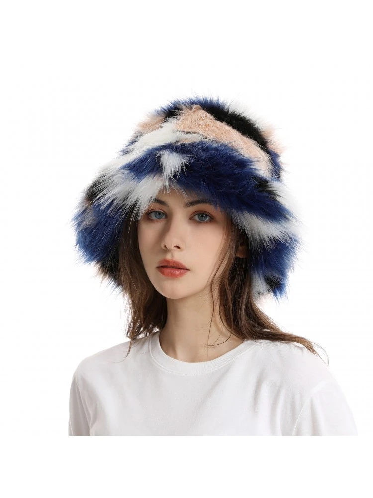 Colorblock Faux Fur Winter Hat - Image 4