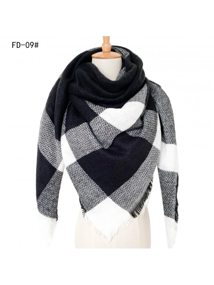 Plaid Colorblock Twill Draped Shawl & Cape