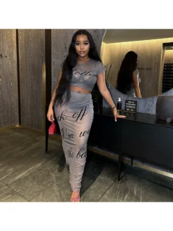 See Through Turtleneck Bodycon Skirts Sets