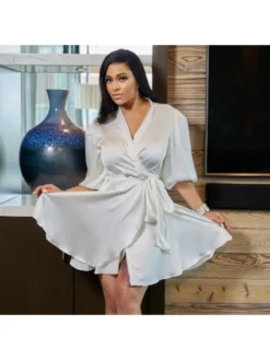 Tie-wrap Lantern Sleeve A-line Dress