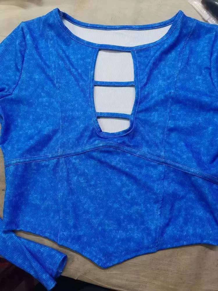 Solid Color Crew Neck Bodycon Trouser Sets - Image 3