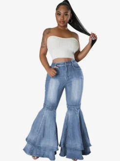 Fashion Patchwork Denim Flared Jeans