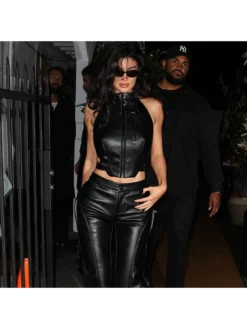 Halter Faux Leather Cardigan Tanks