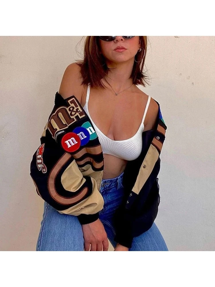 Letter Pattern Letter Zipper Jackets - Image 2