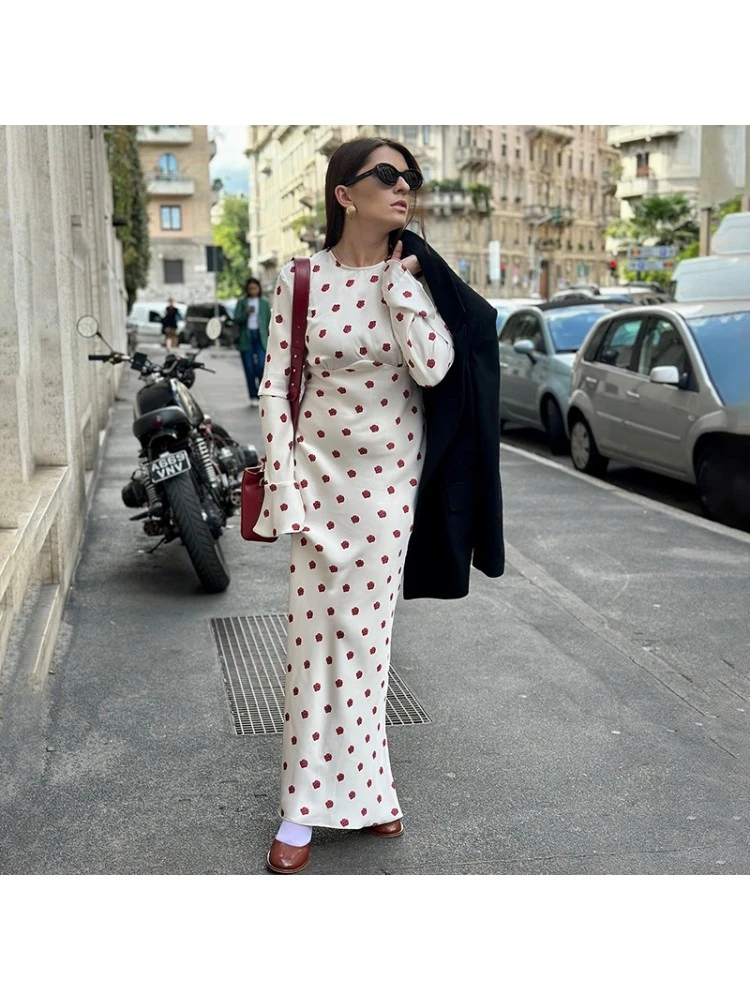 Flower High Rise A-line Maxi Dresses - Image 3