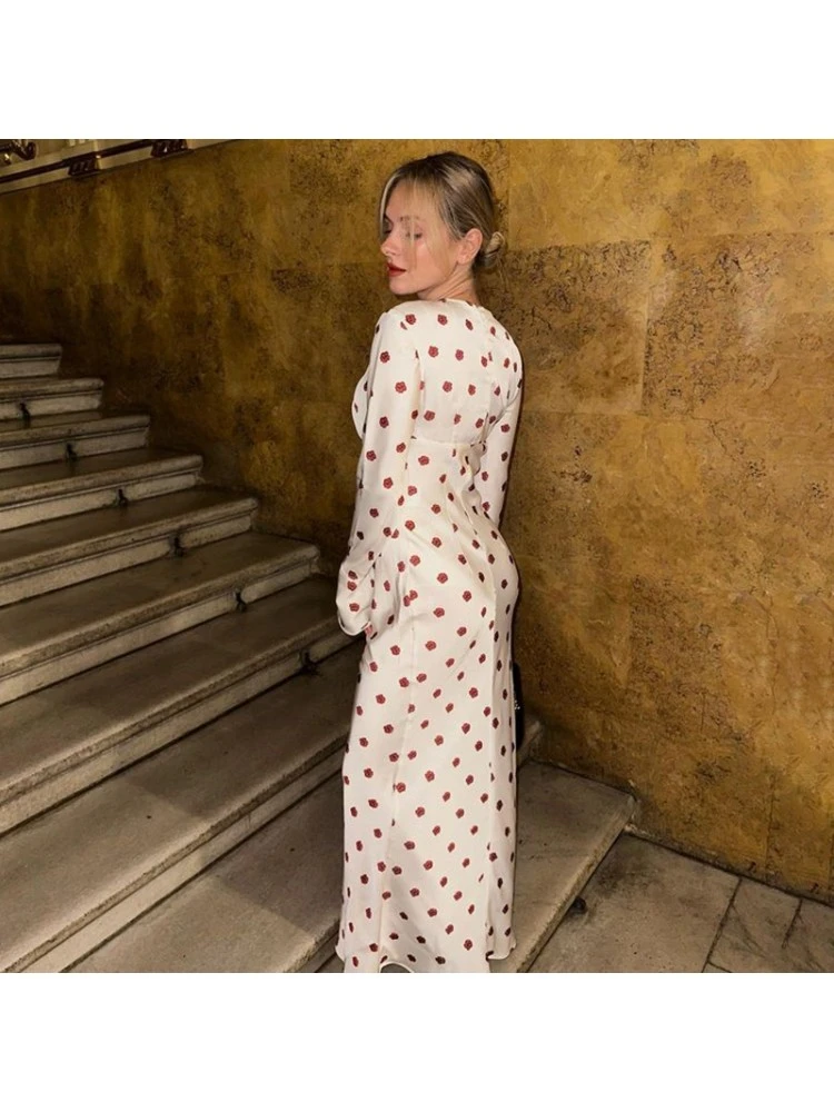 Flower High Rise A-line Maxi Dresses - Image 4