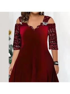 Patchwork Solid Color Cozy Maxi Dresses