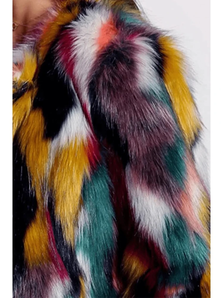 Color Matching Fur Long Sleeve Cardigan - Image 8