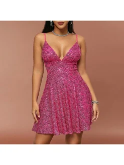 Sequin Mid-rise Low-cut Suspended Dress