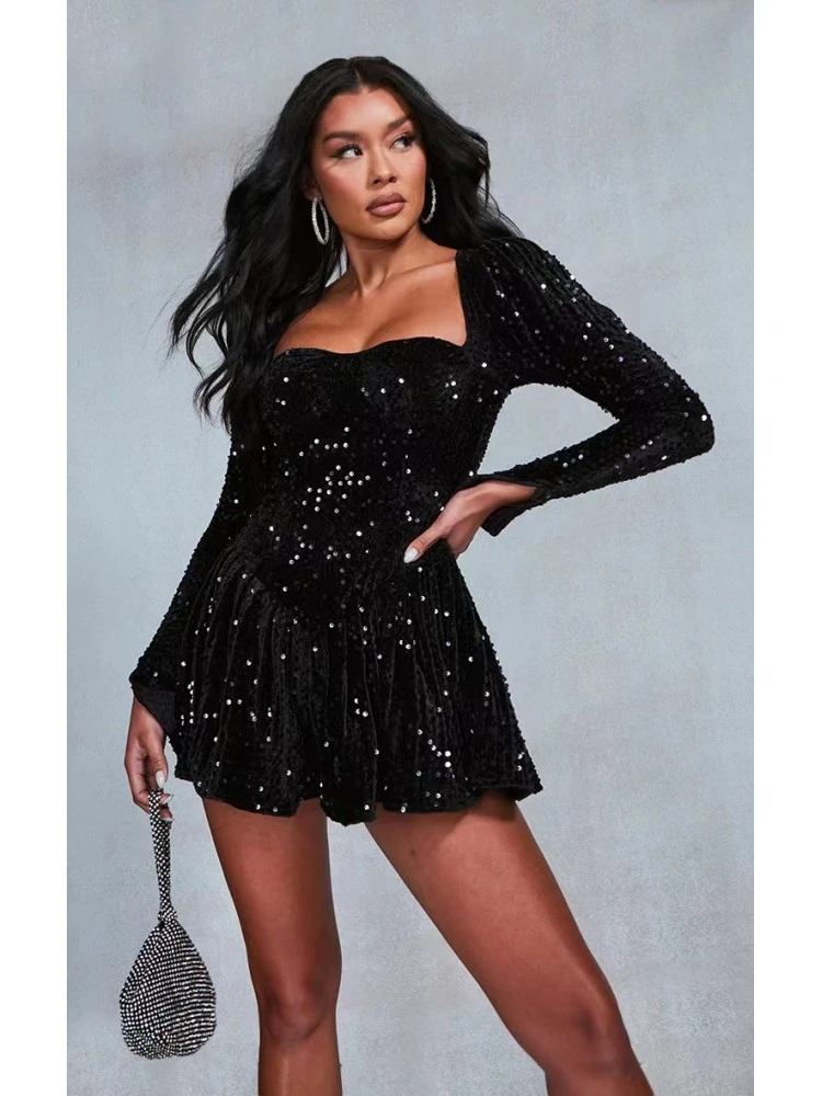 Boat Neck Long Sleeve High Rise Dress