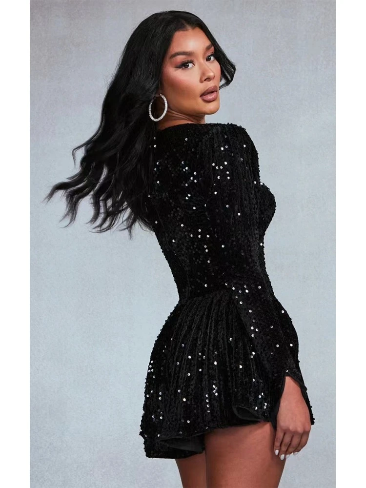 Boat Neck Long Sleeve High Rise Dress - Image 3