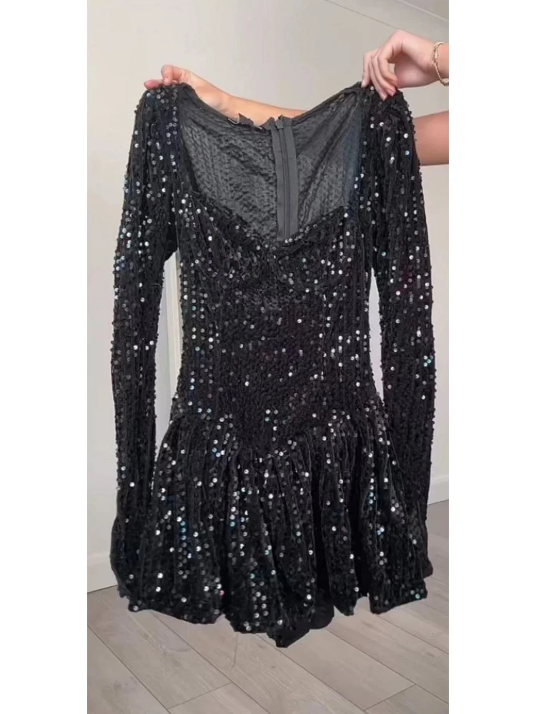 Boat Neck Long Sleeve High Rise Dress - Image 4